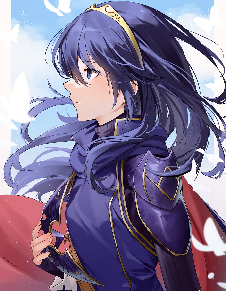 lucina (fire emblem) 1girl solo long hair blue eyes gloves hair between eyes closed mouth  illustration images