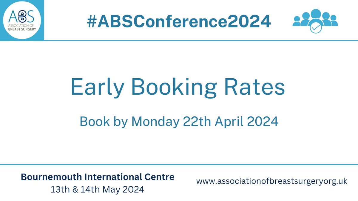 Book your discounted rate place for the #ABSConference2024 by Monday!

Register your place here buff.ly/3Tb64Yd