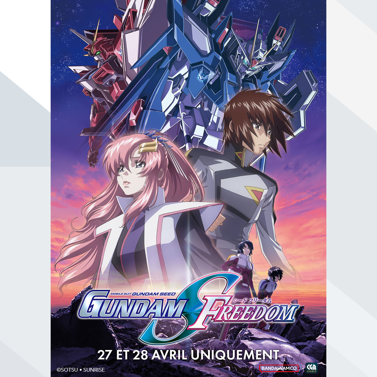 La guerre n'est pas terminée ! Mobile Suit Gundam SEED FREEDOM, l'affrontement ultime arrive dans vos salles de cinéma les 27 & 28 avril. 🎟️ Cinémas participants & réservations : bit.ly/MobileSuitGund… @bandainamcofr