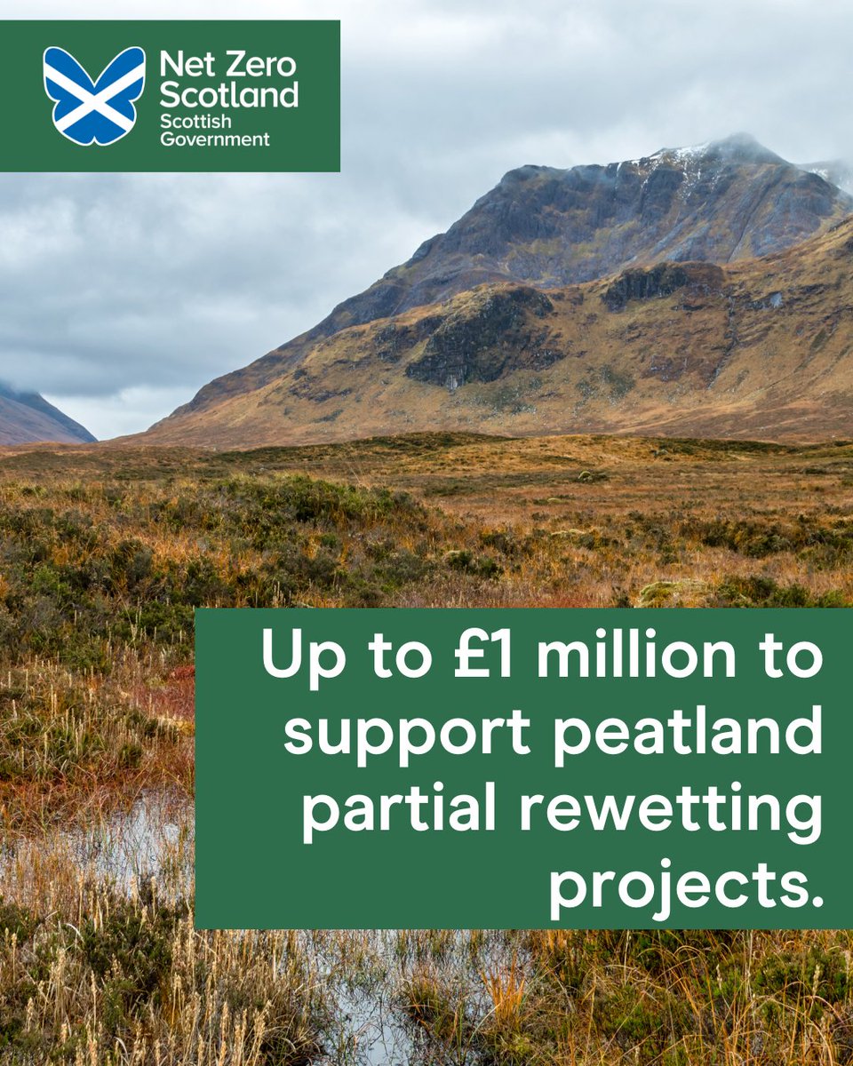 Partial rewetting is a land management technique that can help keep carbon locked up in peatlands & peaty soils. Investing up to £1 million, we will work with farmers, crofters & other land managers to explore how partial rewetting can work alongside other agricultural activity.