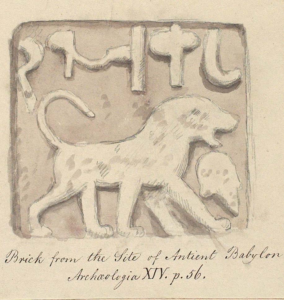 Something a bit different for #caturday, a depiction of a lion on a brick from Babylon! This image comes from Vol 14 of Archaeologia & came with a letter from Nathaniel Hulme, who said he was not told any further details of the brick, apart from the fact it came from Babylon.