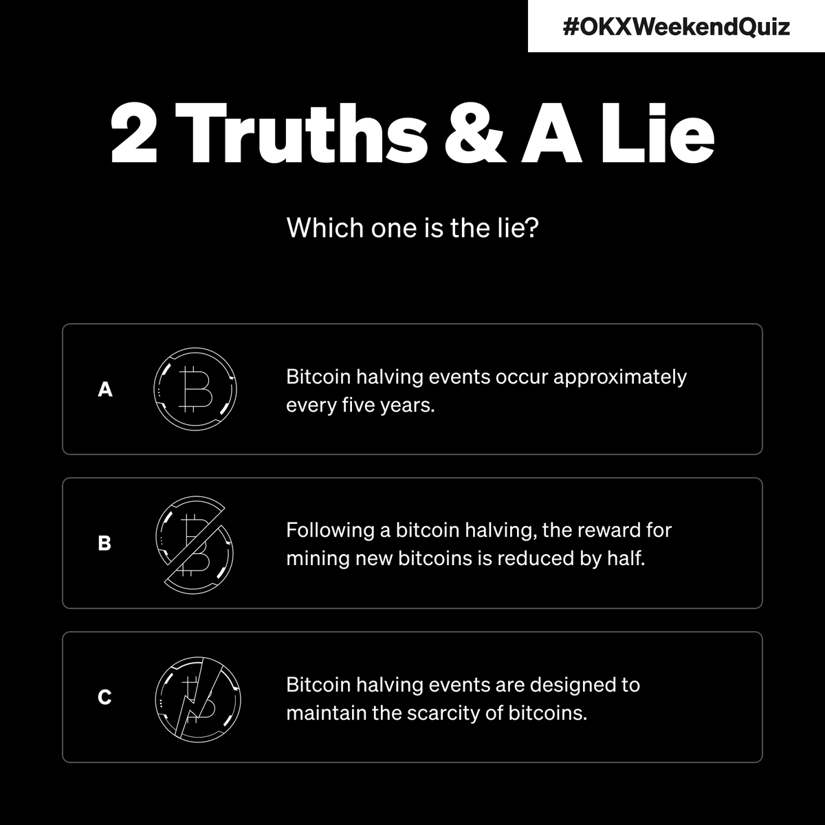 👋 Win 5️⃣0️⃣0️⃣ USDT with the #OKXWeekendQuiz 🎉 Enter now: ⚫️ Follow @okx ⚫️ RT + comment your answer ⚫️ Fill: giv.gg/quiz143