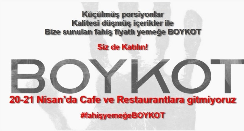 Zaten hava kapalı, oturun evde aşağa. 
Kolay Boykot 😊
Bu boykotu haftasonu ve biraz daha devam ettirirsek sonuç alırız inşaallah.
Aç gözlü, arsız esnafı durduralım. 
#fahisyemeğeBOYKOT