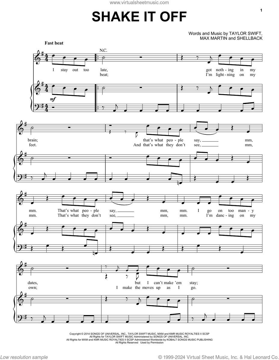 Just published: Shake It Off for voice, piano or guitar virtualsheetmusic.com/score/HL-14201… #sheetmusic #pop #piano