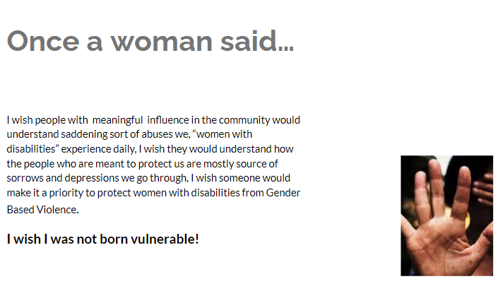 WDisabilities's tweet photo. Was She supposing to be wishing while Me, You (literally anyone in her/his power) can actually do something about protecting a woman with disabilities from Gender Based Violence! #TogetherWeCanProtectHER https://t.co/G454DudRL5