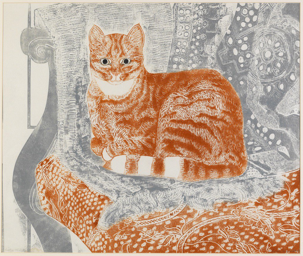 Breakfast marmalade anyone. 🐈 By Sheila Robinson, a big part of the Great Bardfield group and close friend of Edward Bawden. @Pericles494BC #Caturday