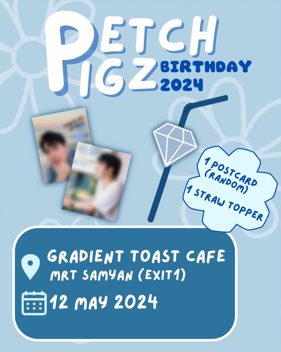 📢 วันอาทิตย์ที่ 12 พ.ค. นี้ เรามีนัดกันน้าทุกคน~~ 📍Gradient Toast Cafe @gradient_cafe MRT Samyan (ทางออก 1) ⏰️ 13.00 - 15.00 น. มาหาเพชรกันได้นะคะ 💙 @Petchpigz #Petchpigz​ #ลูกหมูของเพชร