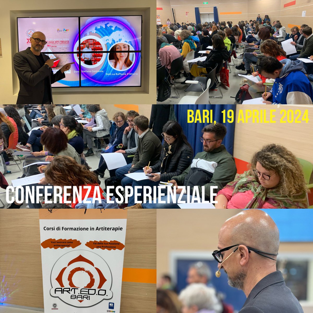 stefano997's tweet photo. #NavigazioniGentiliBari. Conferenza esperienziale “L’Io in-visibile” al XXI congresso annuale sulle arti terapie di #Artedo. 300 partecipanti….💪💪💪 #intelligenzaemotiva https://t.co/u9wCd6ZIbX