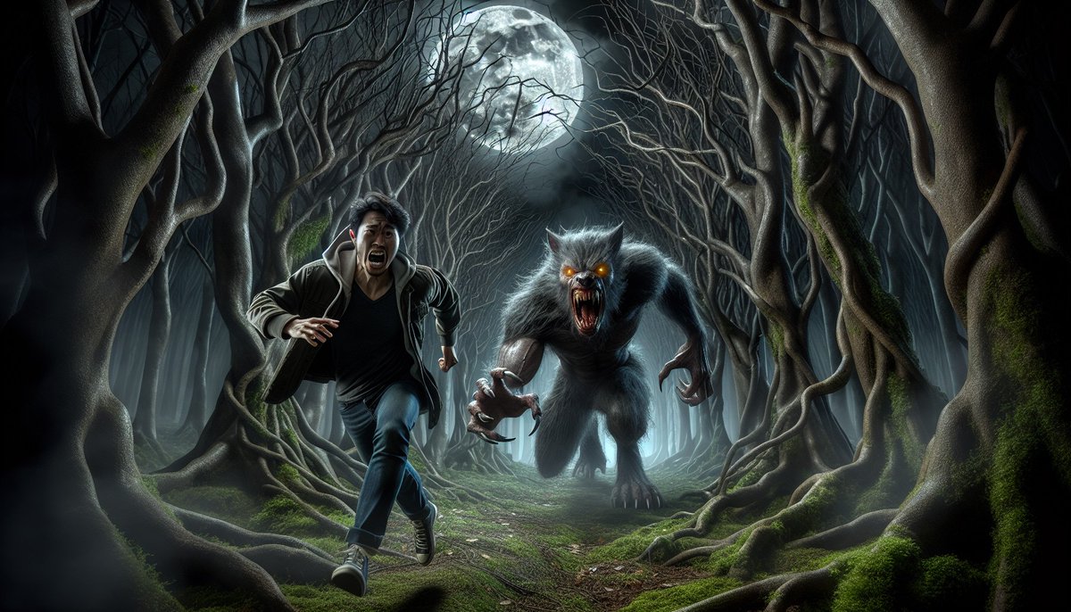 Just had the scariest encounter with a werewolf! 

I swear I could feel its hot breath on my neck as it chased me through the woods.

 My heart is still pounding. #werewolf #scaryencounters