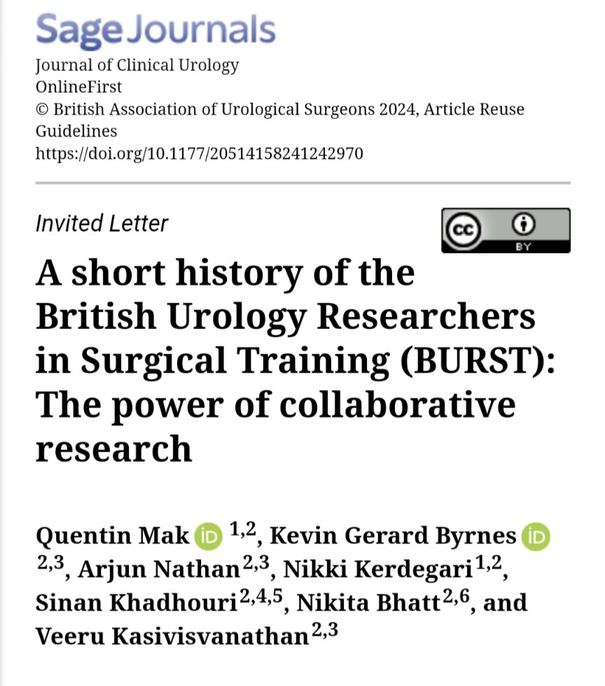 📢 NEW #PUBLICATION ALERT! 🌟 Read if you would like to find out... 👉 how we have become a leading trainee-led research collaborative in urology, and 👉 how you can set up one of your own! 🔥 journals.sagepub.com/doi/10.1177/20… #UroSoMe