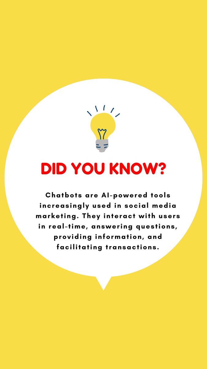 Chatbots are AI-powered tools increasingly used in social media marketing. 
#AI  #chatbots  #digitalmarketing  #customerinteraction  #aichatbots