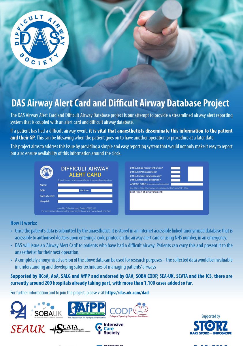 @dasairway database has reached a milestone of 100 Trust/Health Boards (238 hospitals)! Welcome to the new additions @NHSTayside @ESHTNHS @BetsiCadwaladr and @WesternHSCTrust Watch this space for some exciting new developments...! @NHSEngland @doctimcook @ravibhagrath