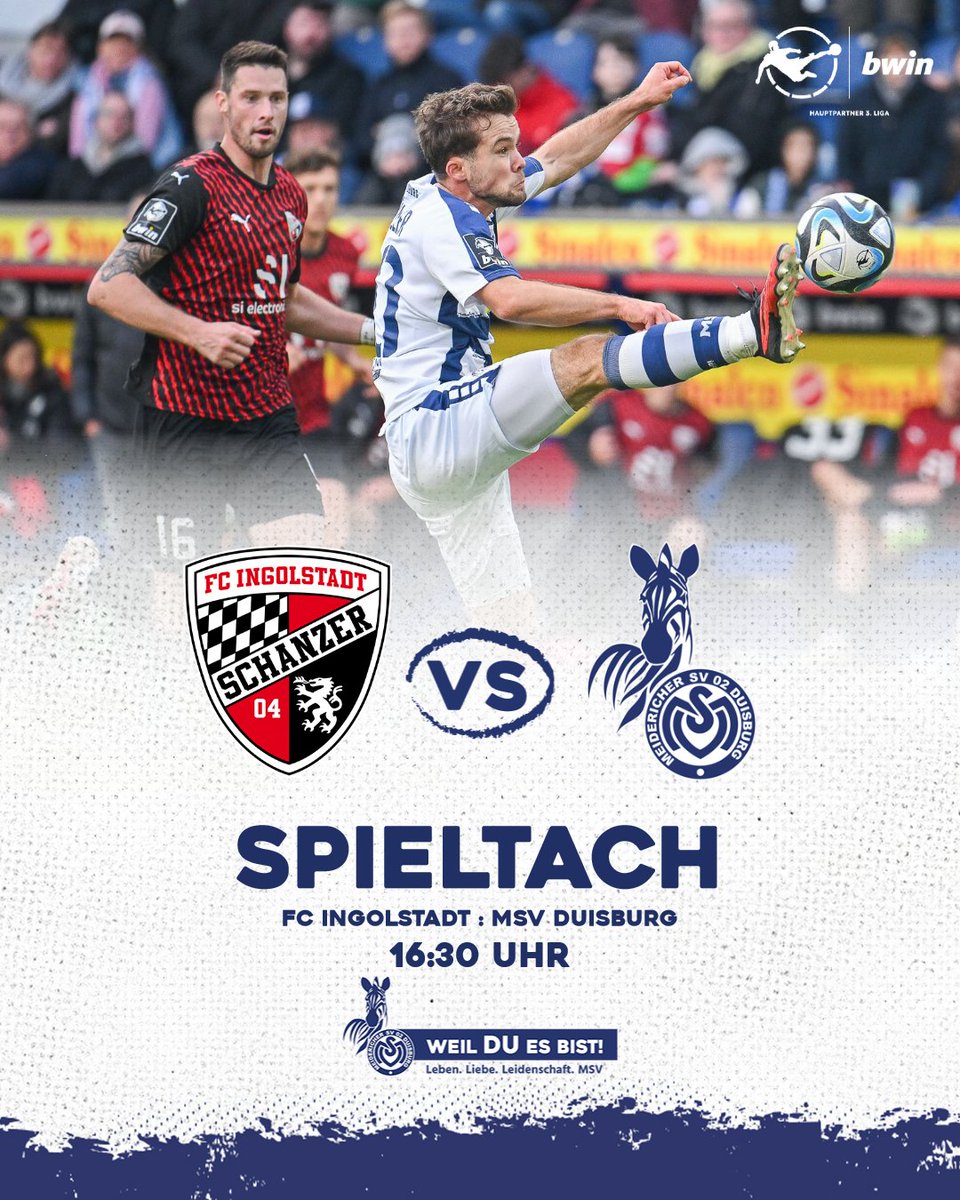 Auswärtsspiel! 🆚 FC Ingolstadt 04 🕖 16:30 Uhr 🏟️ Audi Sportpark 🌧 8 Grad, regnerisch 📺 MagentaSport 📻 ZebraFM powered by FC Innenhafen #WeilDUesBist #Duisburg #FCIMSV