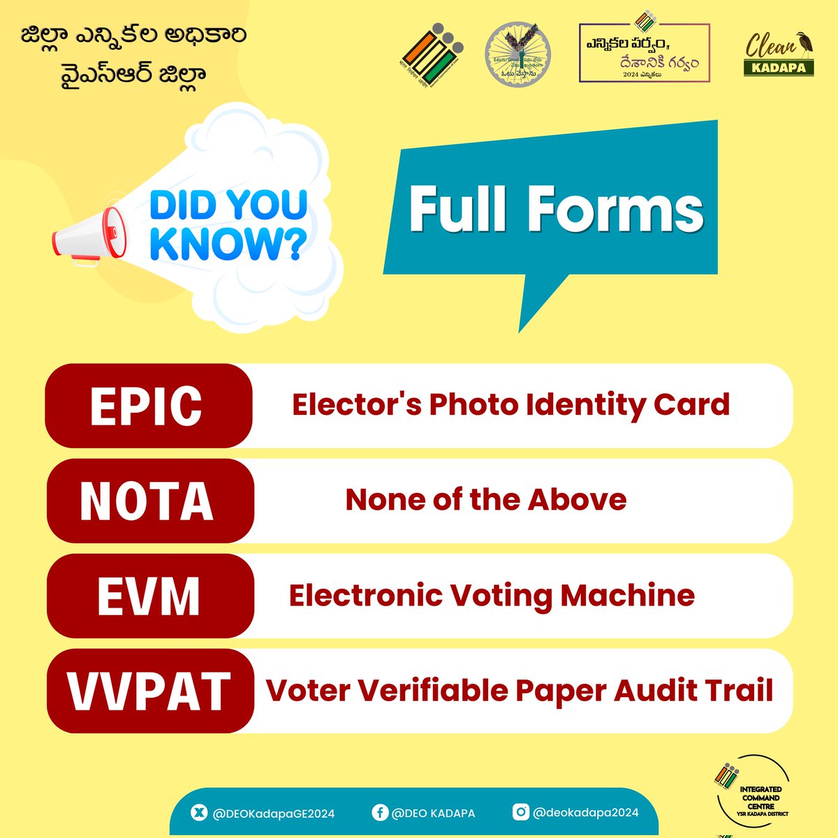 Ready to make your voice heard? 

🗳️ As we gear up for #GeneralElection2024, let's brush up on some key terms.

@CEOAndhra
@ECISVEEP
#CollectorKadapa