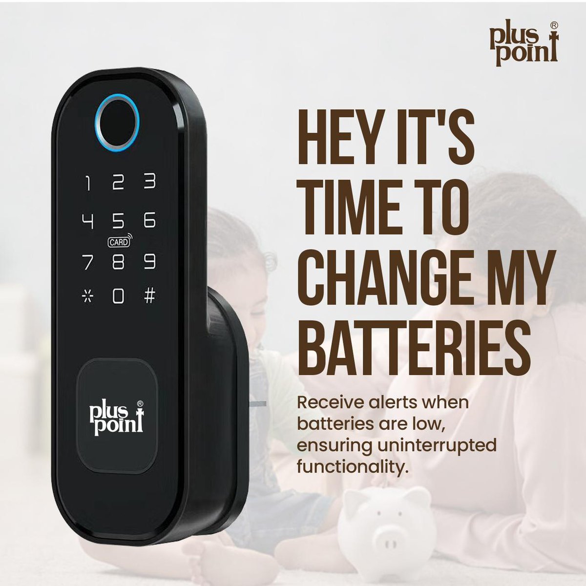 Stay ahead of the unexpected with #PlusPoint Smart Battery alert system in the Smart Security Solutions 🚨 ‼️

Even after the first low battery warning, you can still open your lock up to 150 Times, giving ample opportunity to replace the batteries without hassle.
#SmartSecurity