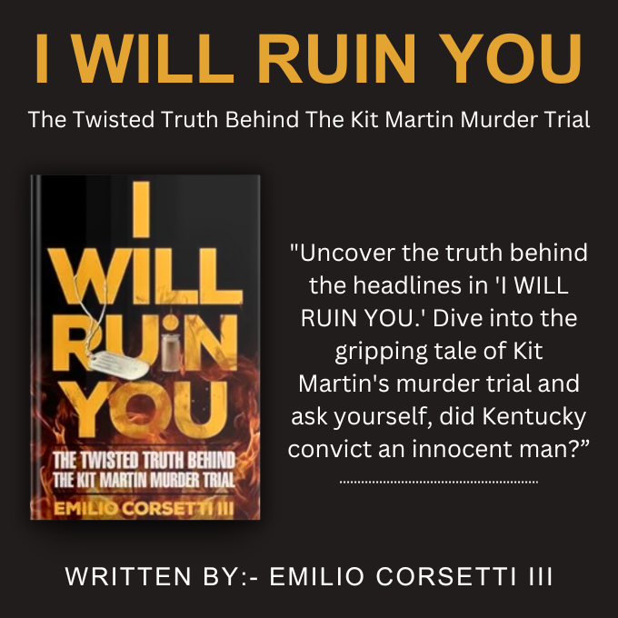Delve into the gripping true crime saga of the Kit Martin murder trial with 'I WILL RUIN YOU.' Uncover the shocking twists and turns that captivated the nation. #TrueCrime #JusticeDenied #LegalThriller @EmilioCorsetti emiliocorsetti.com/i-will-ruin-yo…