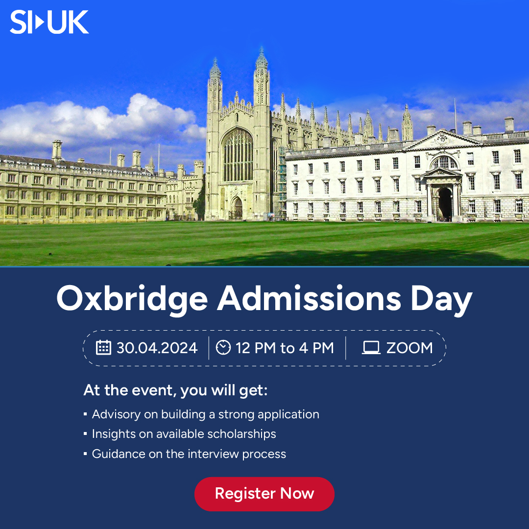 Join us for our Oxbridge Admissions Day on 30th April 2024 from 12PM to 4PM if you aspire to study at the globally renowned universities in the UK, including Oxford and Cambridge. Register: tinyurl.com/a7xrp5ub #siukindia #siuk #oxbridge #admissionsday #visaprocess