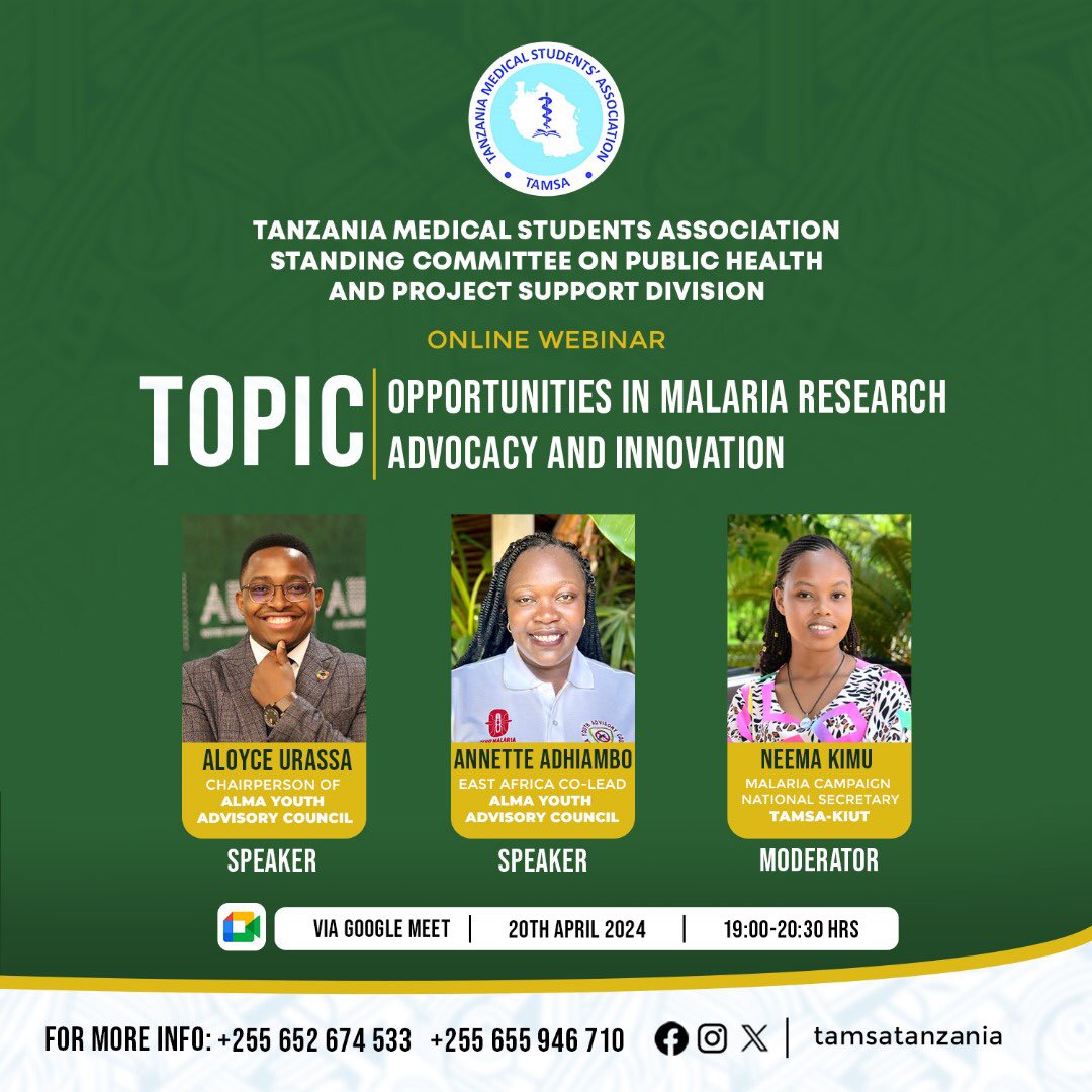 Are you a doctor? Then don't miss this opportunity to find out how to get opportunities in various fields against Malaria The doctor of tomorrow is a student who receives sensitive information today Enhance your knowledge Via link meet.google.com/mjp-rjip-btz #zero malaria