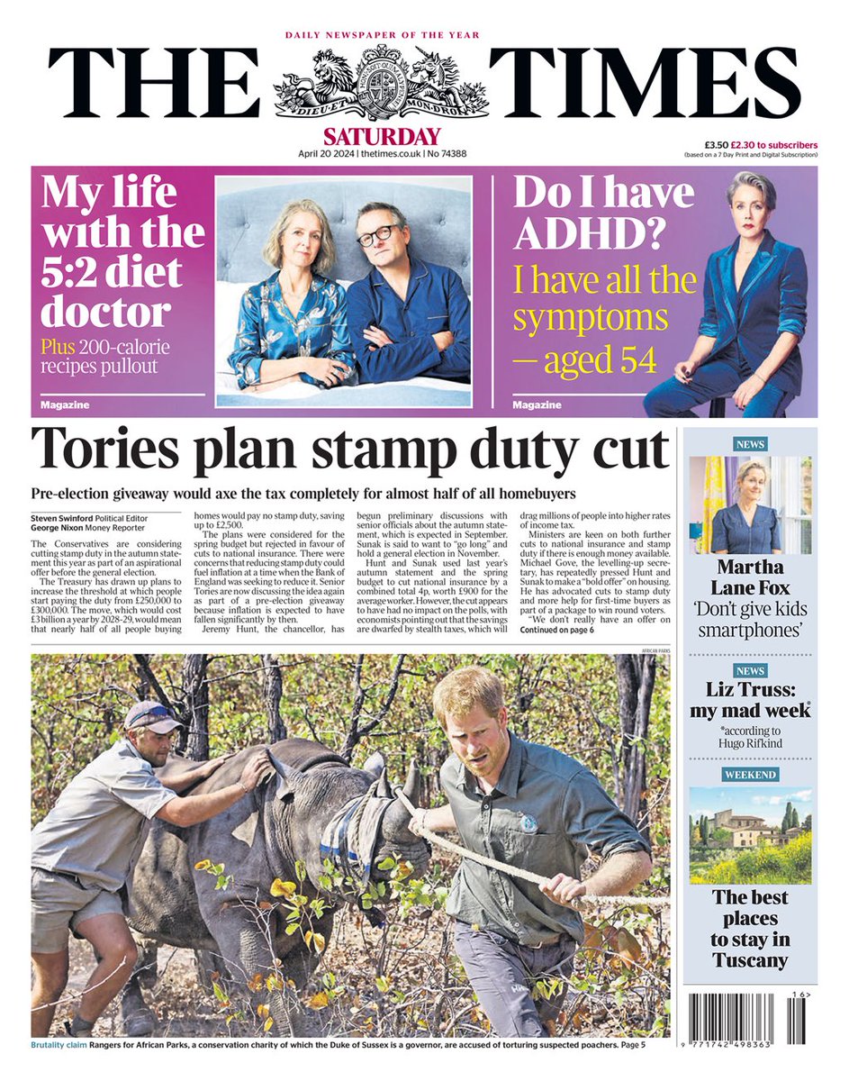 My investigation on African Parks announced on the frontpage of The Times. Full story: thetimes.co.uk/article/bc0d47…