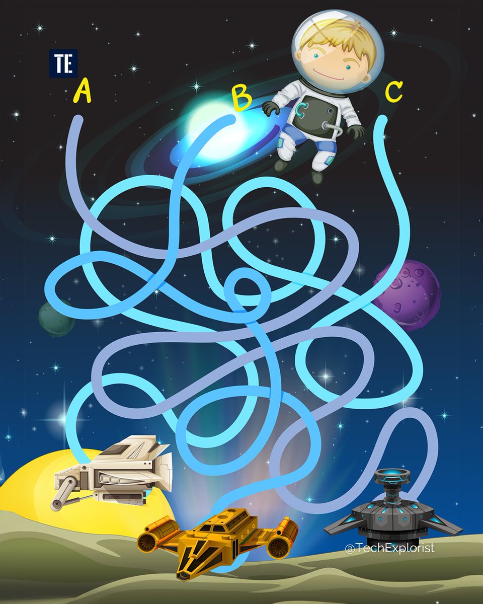 Which path will the astronaut take to reach his spaceship? And why? 🤔

.

.

.

#SpacePuzzle #LostInSpace #CosmicChallenge #BrainTeaser #AstronautLife #GalacticGames #PuzzleFun #InterstellarAdventure #SpaceJourney #PuzzleMaster