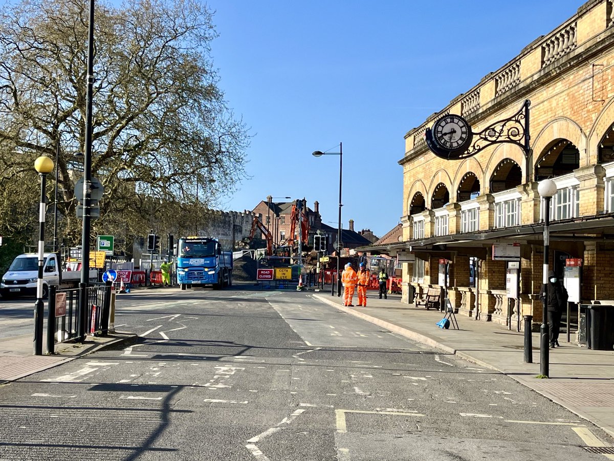 Busy day at York with Queen Street closed as work to demolish bridge starts in earnest.