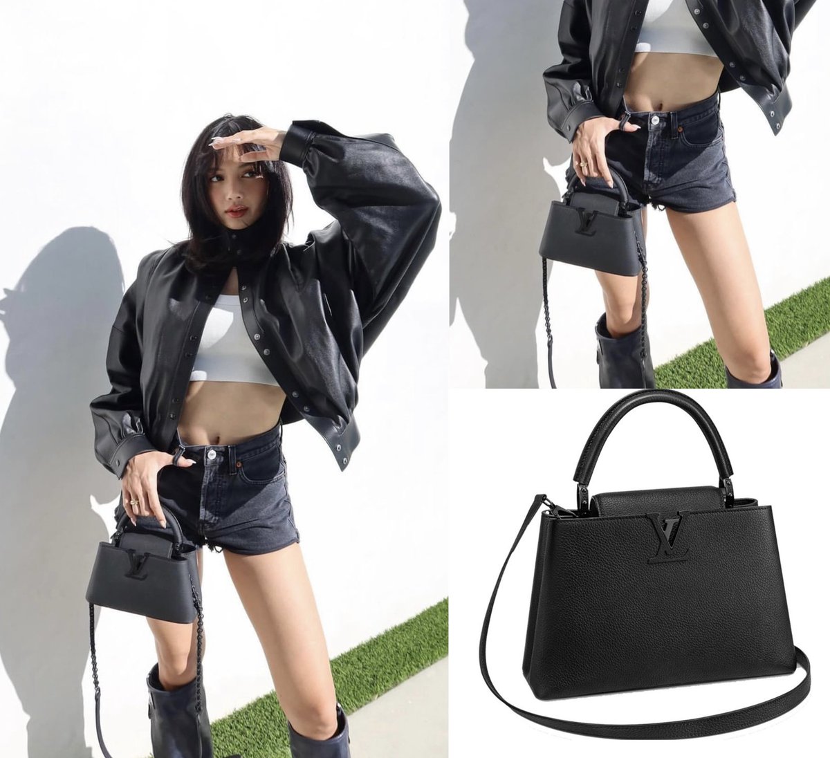 #LISA wearing LOUIS VUITTON ALL BLACK CAPUCINES Bag 
@LouisVuitton @wearelloud