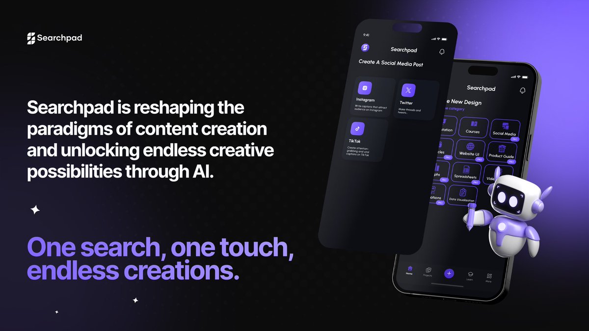 Searchpad is lighting the path to a world of boundless opportunities through AI, fostering a future where creativity, production, and innovation are limitless. 🔮