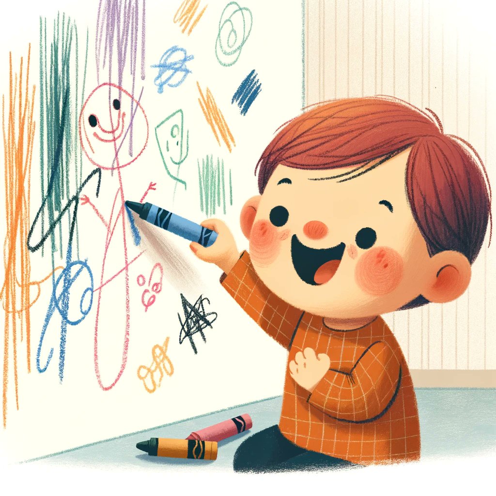 クレヨンを指で持ち、壁に落書きする子供：A child holding a crayon with fingers and doodling on a wall
他のプロンプトも画像付きで紹介しています
jikuchiyo.com/finger_dall-e
#AIArtwork #AIArt #AI術師さんと繋がりたい #AIイラスト好きさんと繋がりたい #AIイラスト好きと繋がりたい