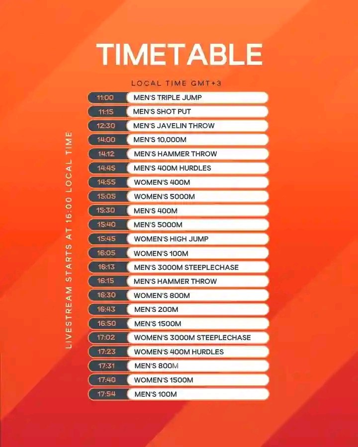 ABSA KipKeino Classics Timetable at Nyayo National Stadium
#KipKeinoClassic