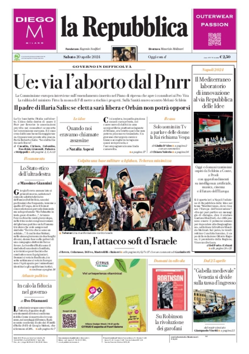 “Meloni all’attacco, su aborto e fine vita: il Law and Order all’amatriciana della destra in campagna elettorale”: il mio editoriale su @repubblica di oggi.