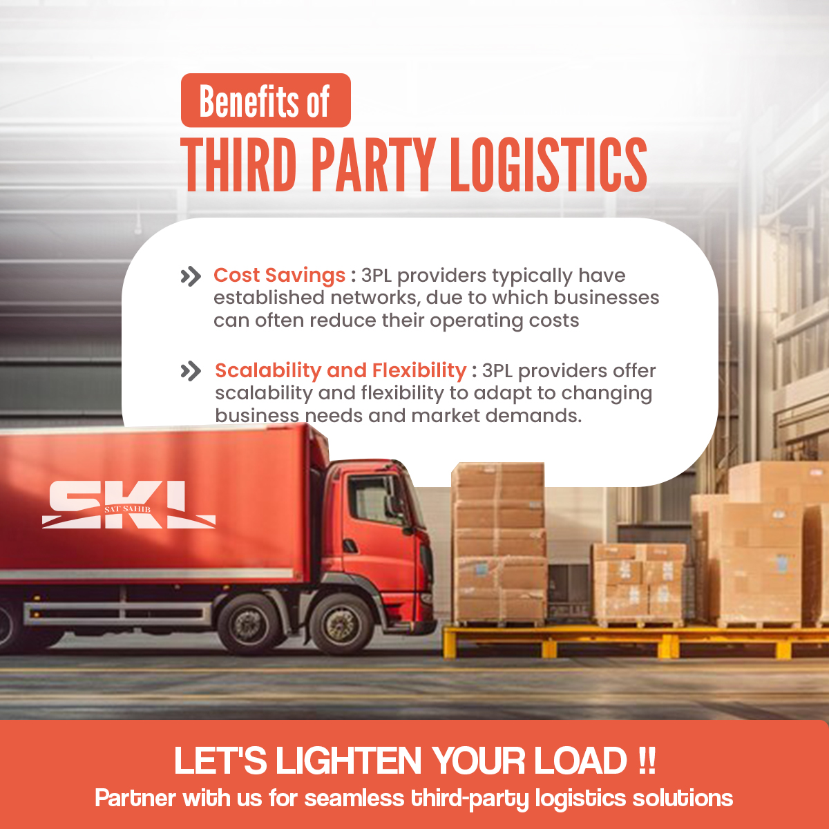 Unlock the power of 3PL logistics! Benefit from cost savings, scalability, and flexibility that adapt to your business needs. Experience the benefits of optimized logistics with us.
.
#satkabirlogistics #3pl #logisticssolutions #logisticservices #CostEfficient