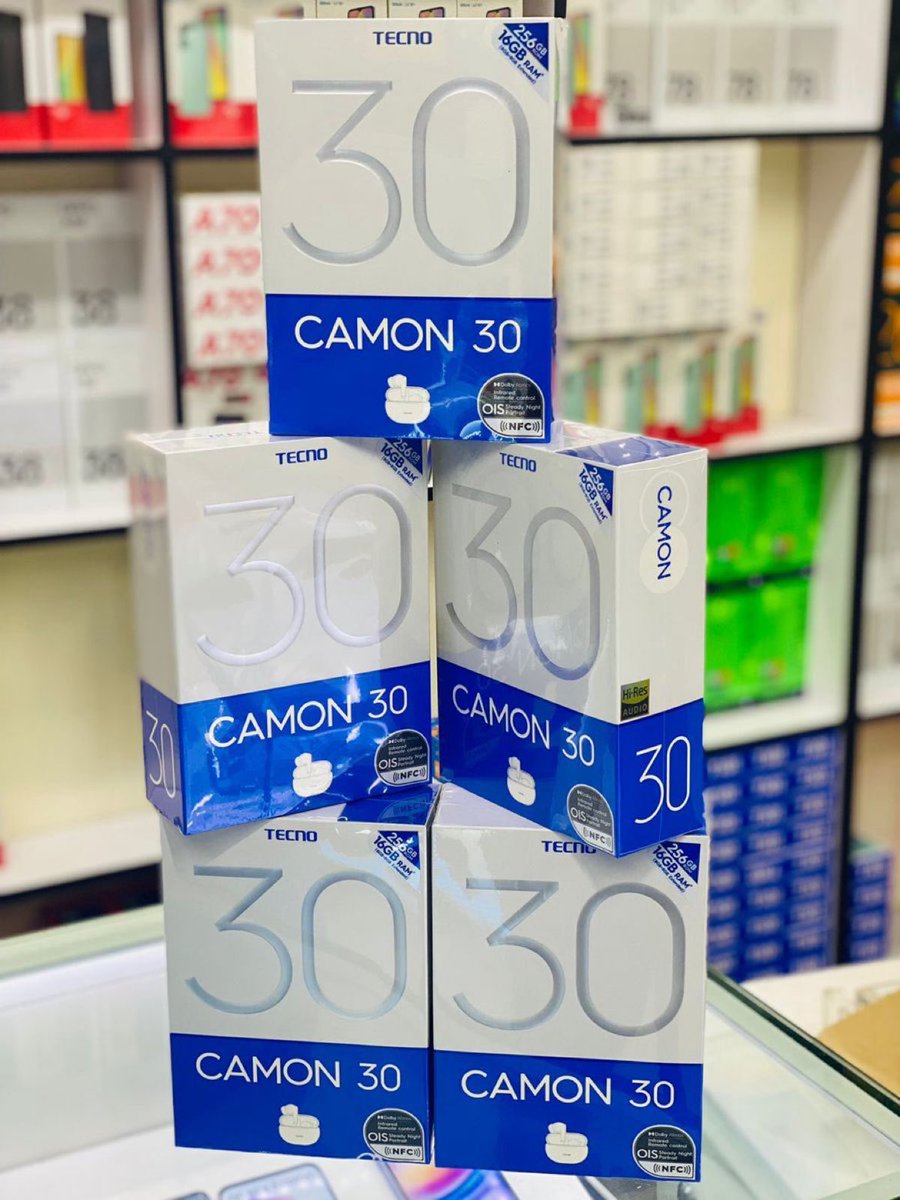 Tecno Camon 30 Display - 6.78 inches AMOLED ,120Hz Android 14 8GB+256GB Chipset -Mediatek G99 ultimate Main Camera -50MP+ 2MP Selfie -50MP under display fingerprint 5000 mAh battery 70W charging speed Kshs 30,500