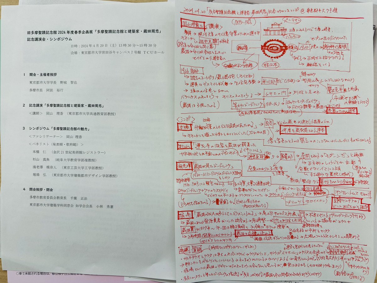 今日のお勉強の成果。 (旧多摩聖蹟記念館春季企画展「多摩聖蹟記念館と建築家・蔵田周忠」記念講演会・シンポジウム＠東京都市大学) city.tama.lg.jp/shisei/johokou…