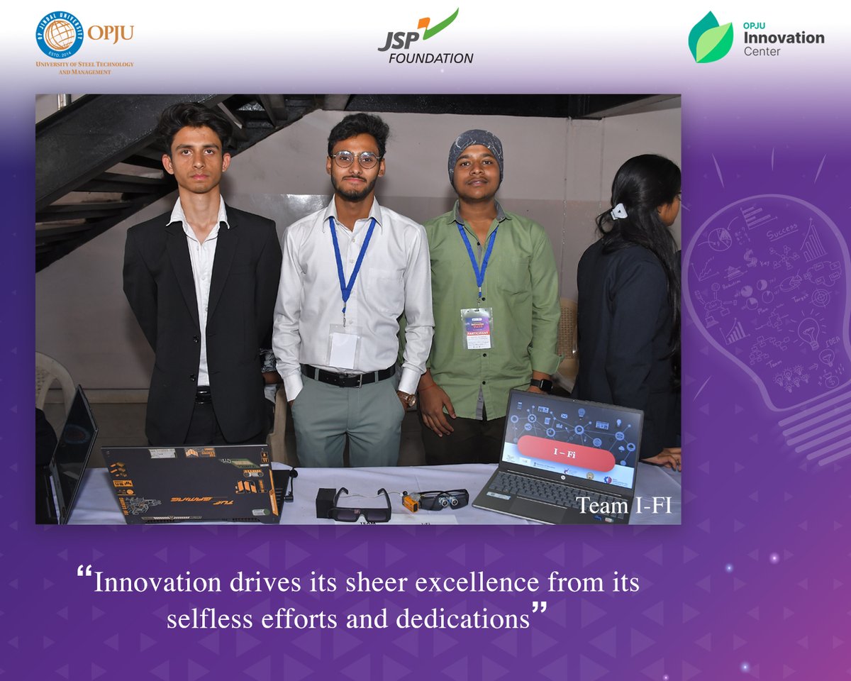 Team I-Fi who have really come a long way right there as an OPJU Innovation Centre volunteer to ideal coordinators and are shining as sheerly brilliant innovators.
@OPJUniversity
@AICTE_INDIA
@DrRDPatidar
@JSPLFoundation

#innovation #opju #startupbusiness #odisha #business