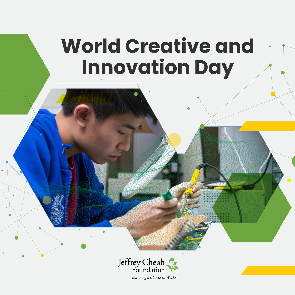 Today is #WorldCreativityandInnovationDay, a celebration of the power of fresh ideas to solve problems and make a positive impact. At the Jeffrey Cheah Foundation, we believe in fostering creativity in young minds. Share your innovation with us using #JCFWorldCreativity today!