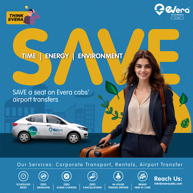 Save the ticket to a better future!
Travel sustainably with Evera Cabs

@e_prakriti 

#EveraCabs #Sustainability #Ecofriendly #SaveEnvironment #NoEmissions #AirportTransfers