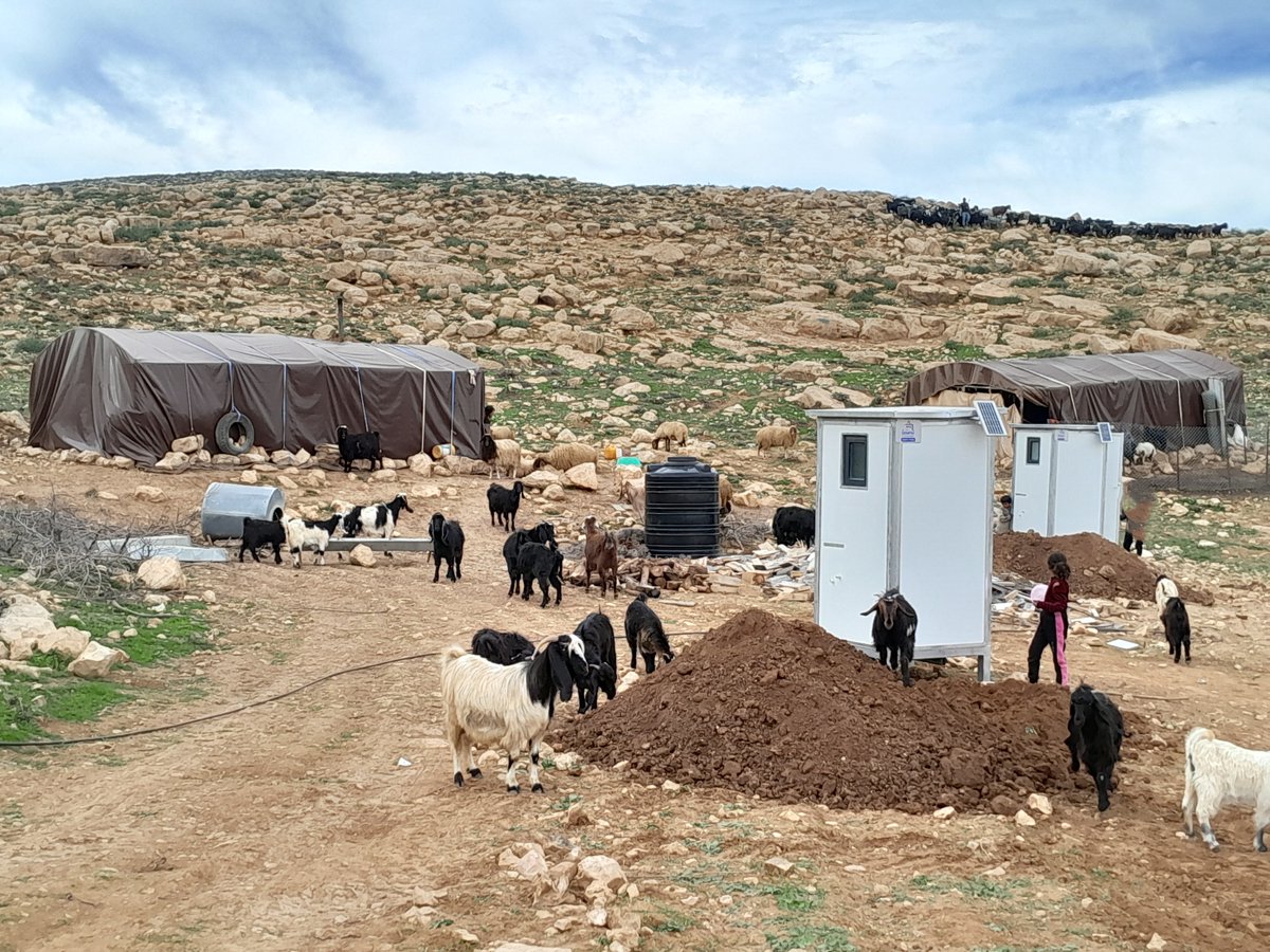 We delivered portable toilets to six displaced families living in tents in the West Bank, Palestine🇵🇸. The toilets we provided are not just portable; they symbolise dignity for these families and can be moved if necessary.
