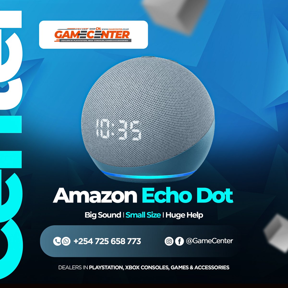 Our most popular smart speaker features a sleek design and an improved LED display that shows the time, weather, song titles, and more. Enjoy enhanced audio for vibrant sound anywhere in your home, stay on track with help from Alexa.
0725658773
#ruralurban #gamers