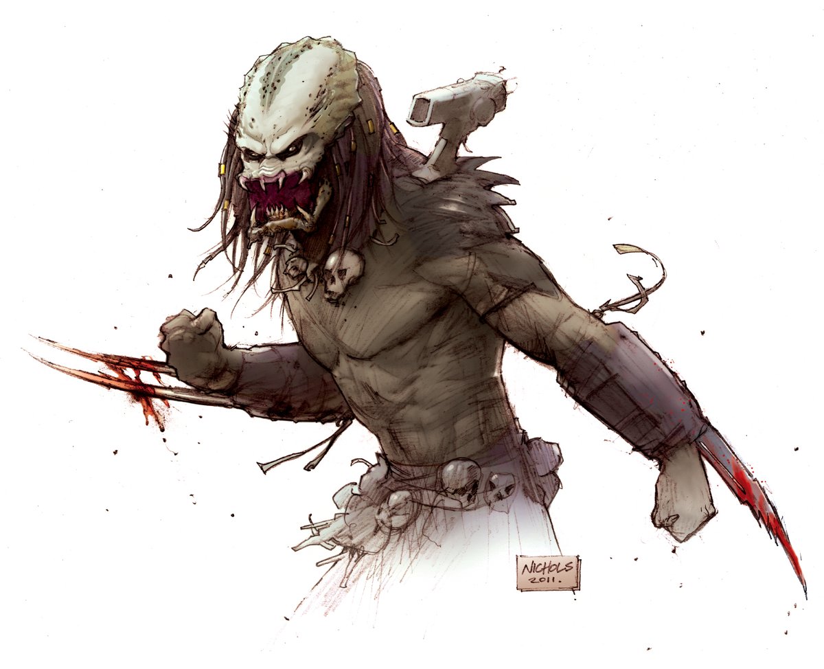 WayneNicholsArt's tweet photo. "If it bleeds, we can kill it"
A pencil sketch from all the way back in 2011 of the Predator now with an added dash of digital colours.
#predator
#sketch
#digitalcolour
#arnoldschwarzenegger https://t.co/KKovwRaKWz