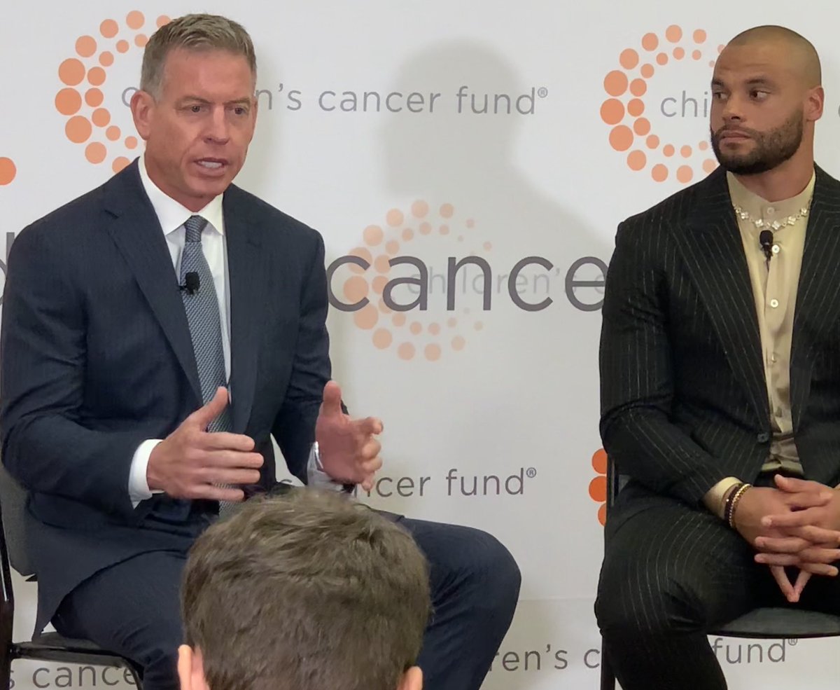 Dallas Cowboys quarterbacks, Dak Prescott and Troy Aikman joined forces on Friday at the Children's Cancer Fund Gala. Their presence brought smiles and hope to many faces and they highlighted the importance of community support in the fight against childhood cancer.