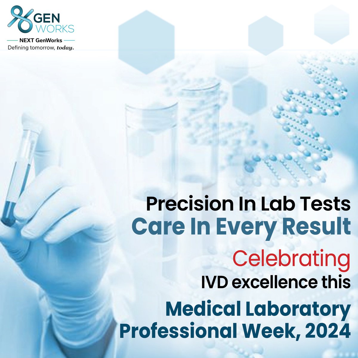 Celebrating the Medical Laboratory Professionals Week 2024, we honour the groundbreaking research and precise diagnostics done by lab professionals who are the unsung heroes of healthcare.
#GenWorks #GenWorksHealth #MedicalLaboratoryProfessionalsWeek2024 #HealthcareHeroes