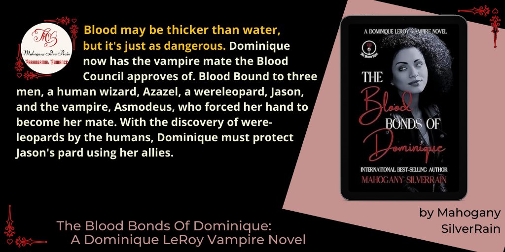 New! Available now! Blood may be thicker than water, but it's just as dangerous. by @MahoganySilverR @wh2r_ol @romauth_ol #paranormalromance @fiction_ol @writers_ol Author of diverse, IR paranormal romance. Direct: smpl.is/901er