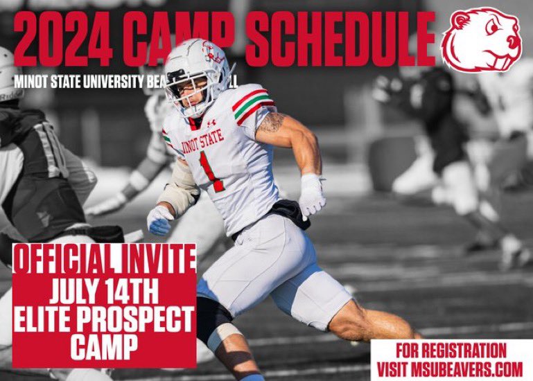 Thank you <a href="/BraedenVolk/">Braeden Volk</a> for the official invite to the <a href="/MSUBeaversFB/">Minot State Football</a> elite prospects camp in July!
