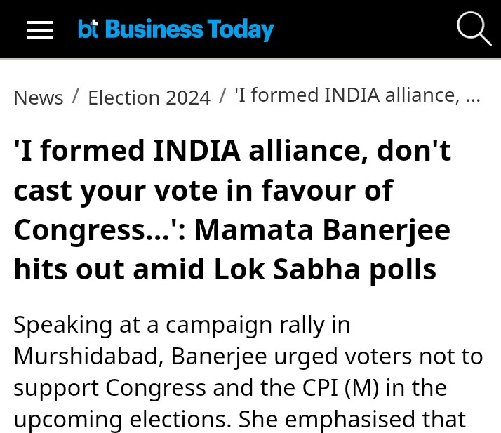 THIS 👇🏽 is Mamata Banerjee. Working for BJP unabashedly. She is giving a call not to vote for @INCIndia 

For HER it's all about I ME & MYSELF. Nothing else is important 

#DefeatBJPSaveIndia 
#DefeatTMCSaveBengal