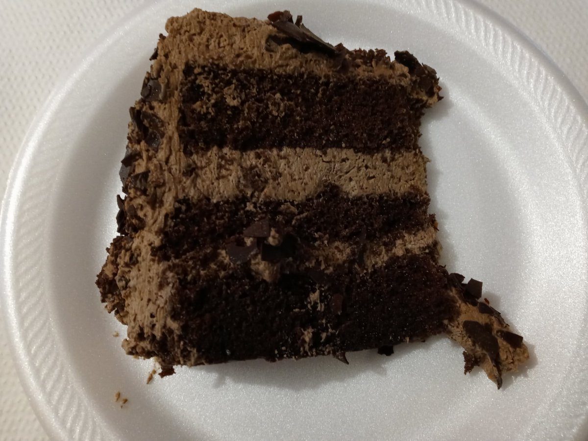 A photo of a slice of my birthday cake. The picture was taken last Monday. The birthday cake's flavor is Chocolate Mousse. Yummy #birthday #birthdaycake #chocolate #chocolatecake #chocolatemousse #cake #birthdaycake  #food #cakeslice #dutchchocolate #delicious #yummy #sweet