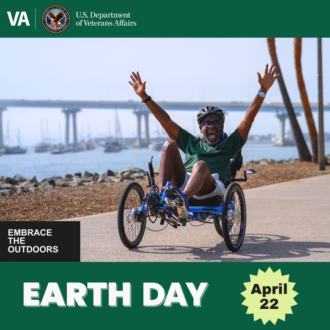 In celebration of #EarthDay, try to take a moment today and embrace the outdoors. Did you know just 15 minutes of exercise daily can help you prevent heart disease and stay healthy? How will you get outside today? #WholeHealth #Sports4Vets #Veterans