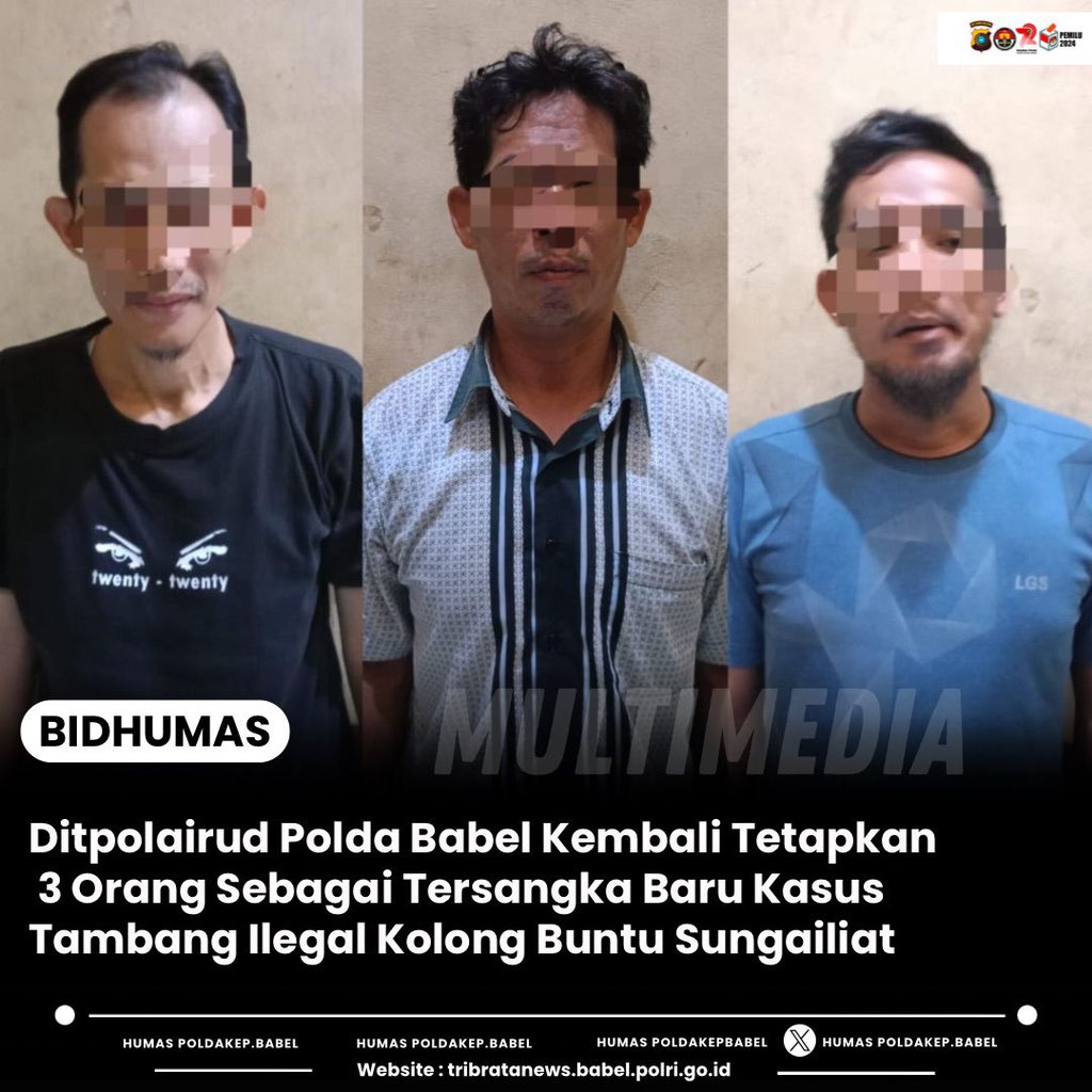 Ditpolairud Polda Babel Kembali Tetapkan 3 Orang Sebagai Tersangka Baru Kasus Tambang Ilegal Kolong Buntu Sungailiat