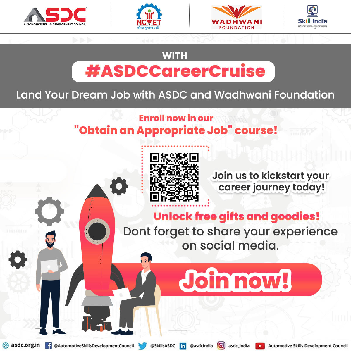 Boost your career with #ASDCCareerCruise and 'Obtain an Appropriate Job' course! 

Enroll now to align your skills and aspirations with the perfect job opportunity. 

#elearning #skillindia #AutomotiveIndustry #campaign #EnhanceYourSkills #EnrollNow