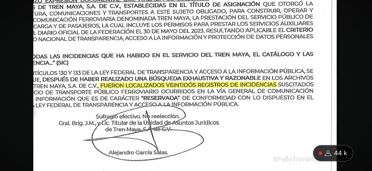 Estamos revelando en @latinus_us que el Tren Maya tuvo una falla cada 3 días en sus primeros dos meses de operación. Son documentos de la Sedena y de la empresa estatal Tren Maya S.A. de C.V. 👇🏽 youtube.com/live/viEHe60HI…