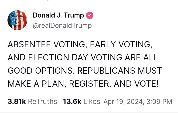 Now Trump tells his cult it's okay to vote by mail! 🤣🤣🤣

You MAGAs are so damn dumb.